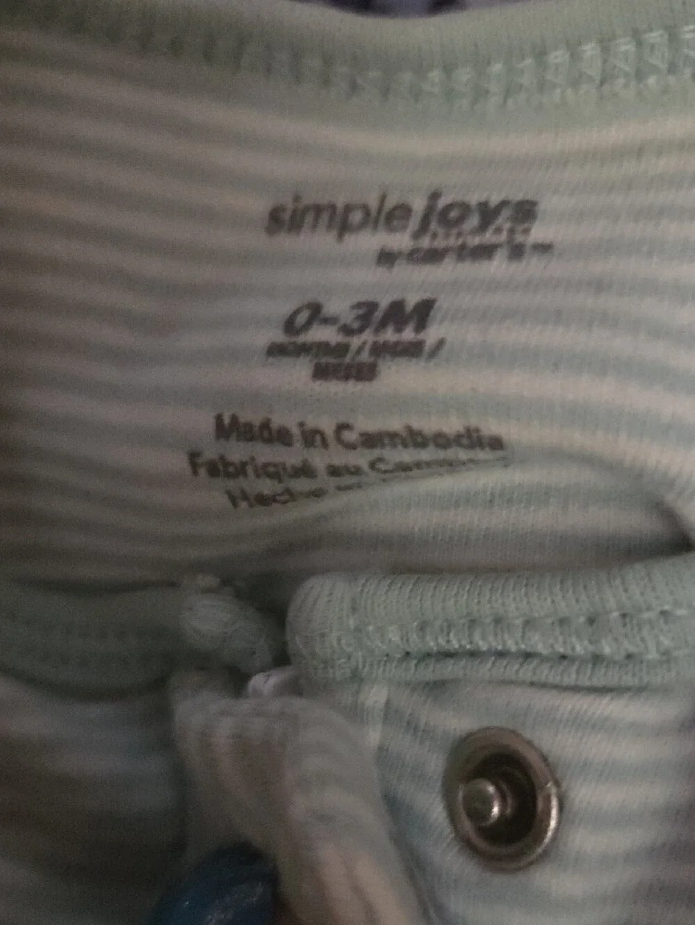 Baby Striped Mint Green Baby Footed One-Piece 0-3 Months